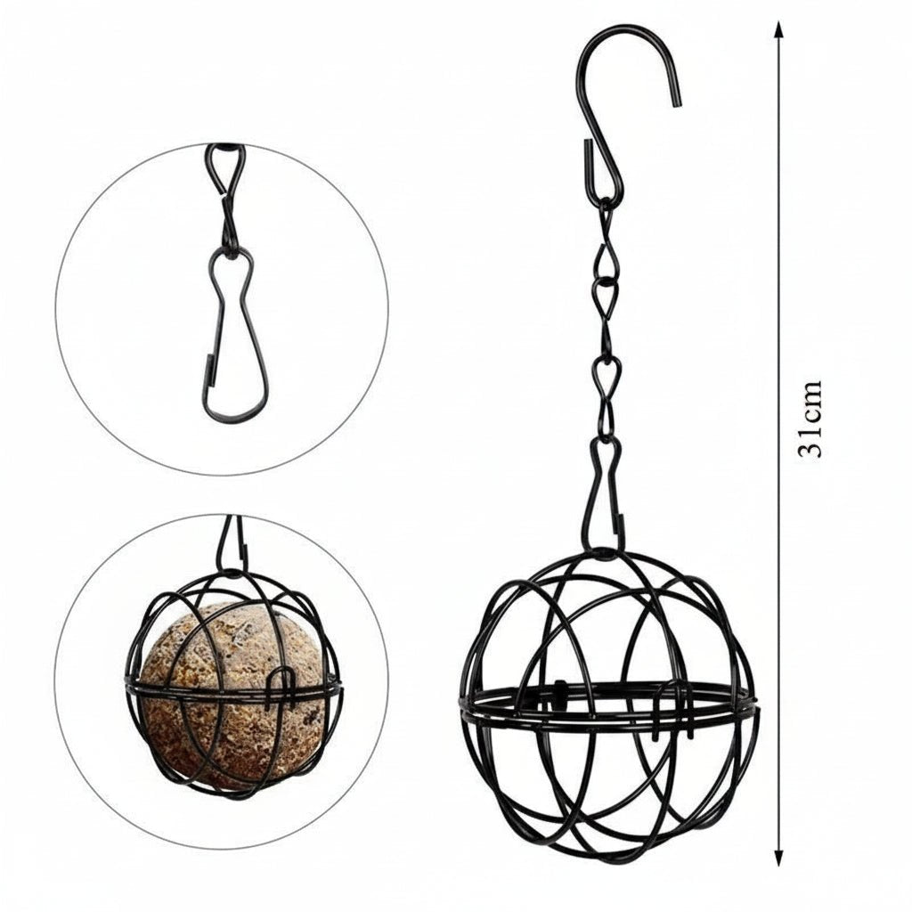 Metal Suet Ball Feeder for Birds - Squirrel-Proof Cage Design