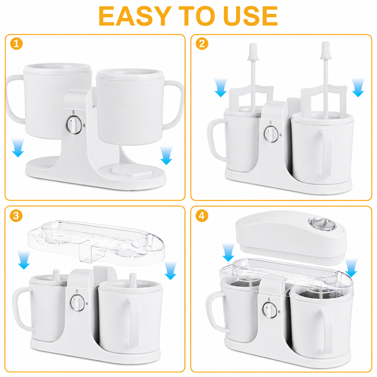 Countertop Frozen Dessert Machine with Dual Bowls for Ice Cream