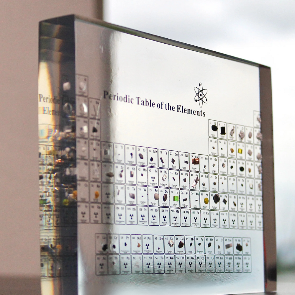 Modern LED Display of Periodic Table Elements – Wooden Base Included