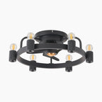 Ceiling Light Fan in Black with Round Frame and Six Socket Holders