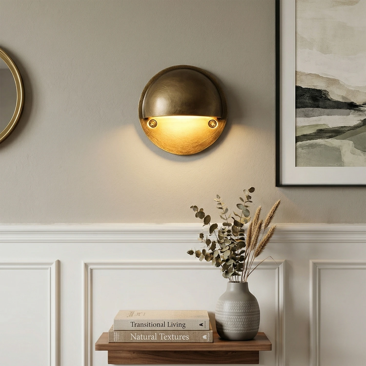 Modern LED Wall Light - Industrial Arc Sconce with Brushed Brass Finish