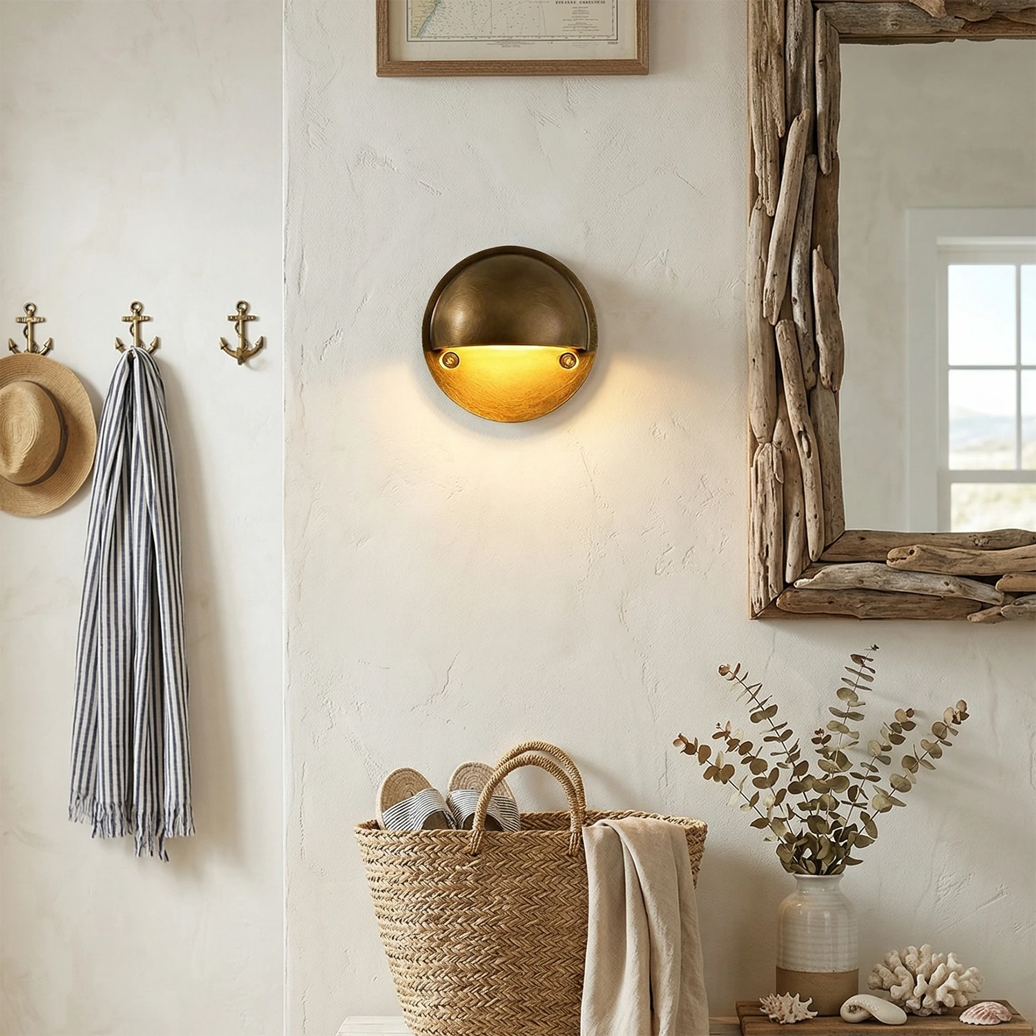 Modern LED Wall Light - Industrial Arc Sconce with Brushed Brass Finish