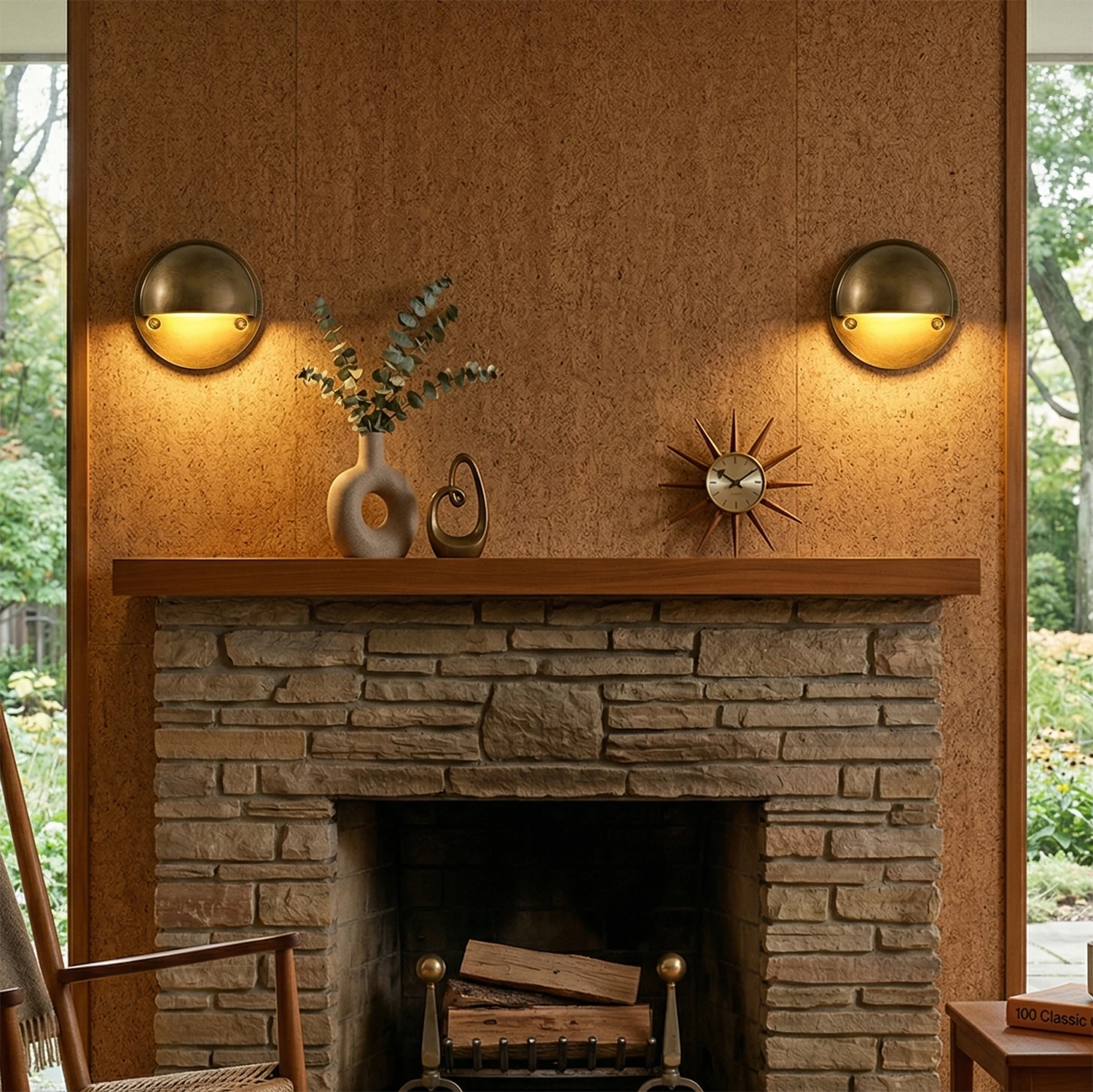 Modern LED Wall Light - Industrial Arc Sconce with Brushed Brass Finish