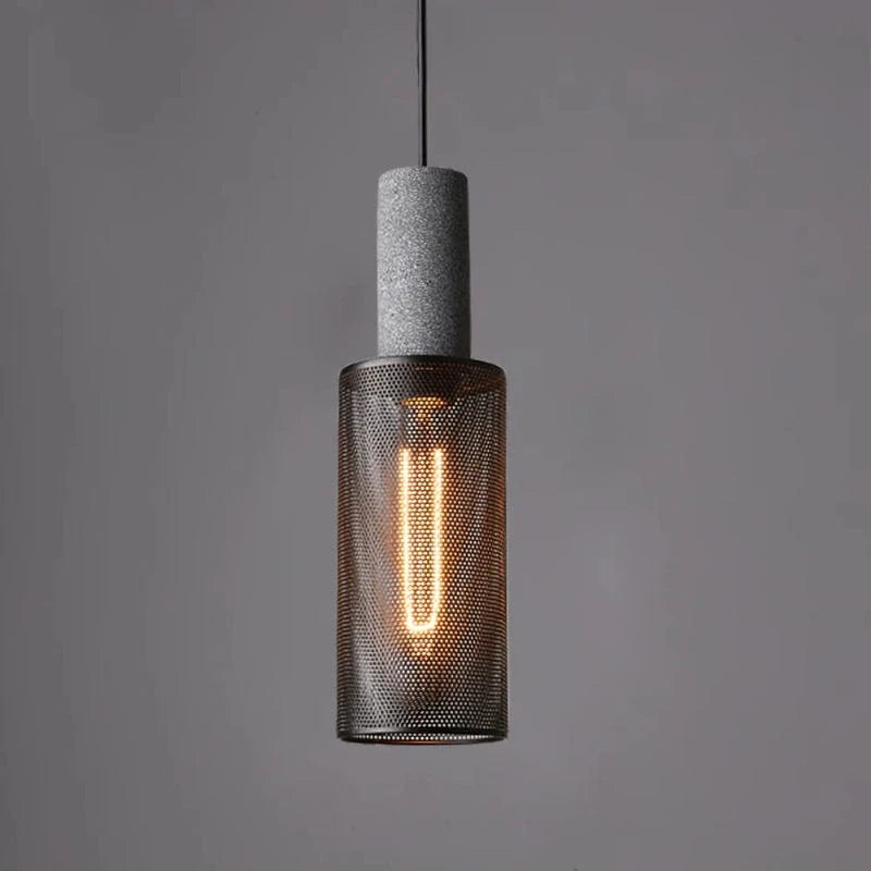 Adjustable Height Pendant Light – Concrete and Metal Design for Kitchen and Dining Areas