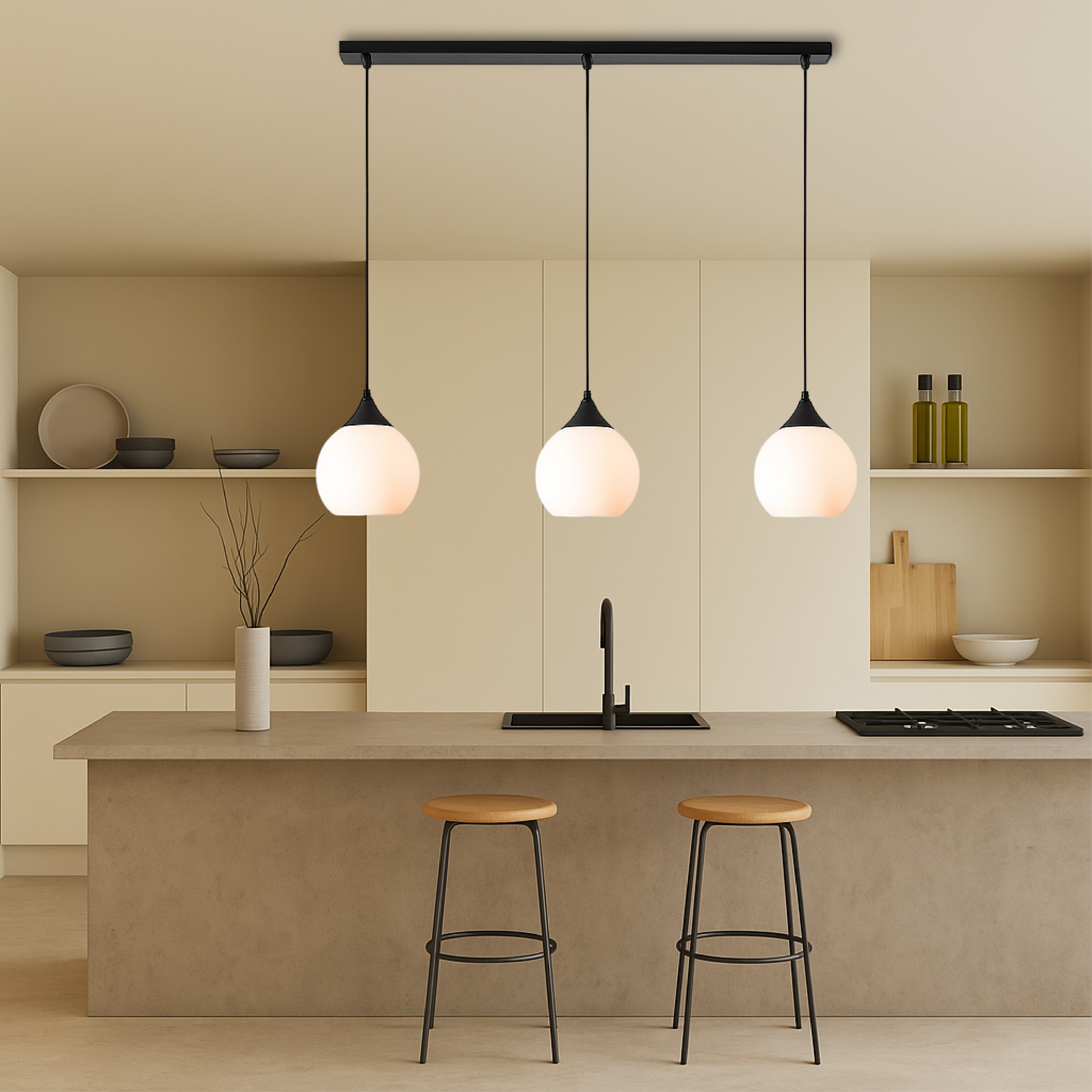 Modern Pendant Light Fixture for Dining Table - 3 Bulb Design