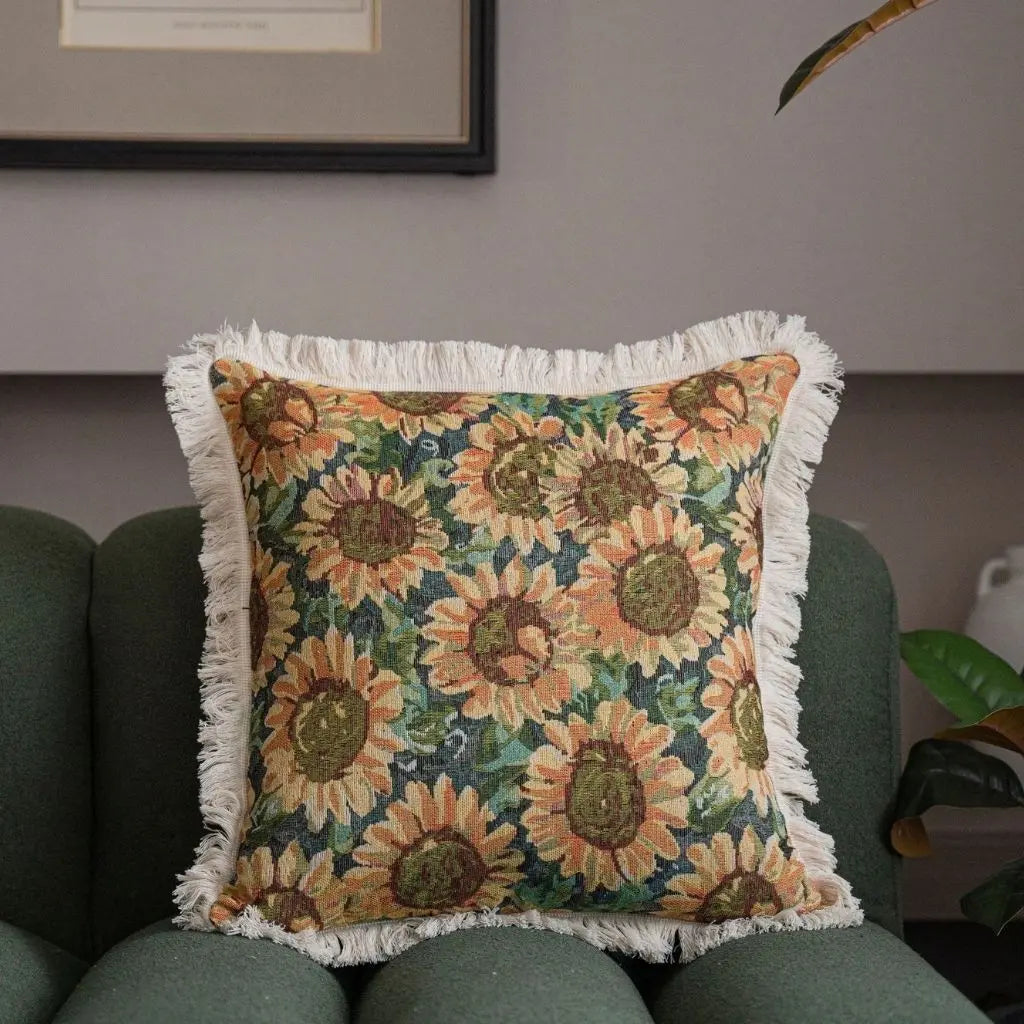 Geometric Textured Pillowcase with Tassels