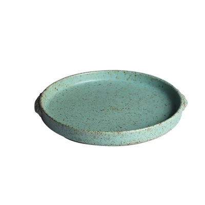 Vintage Glazed Porcelain Dinnerware Set – Unique Shaped Jade Stoneware