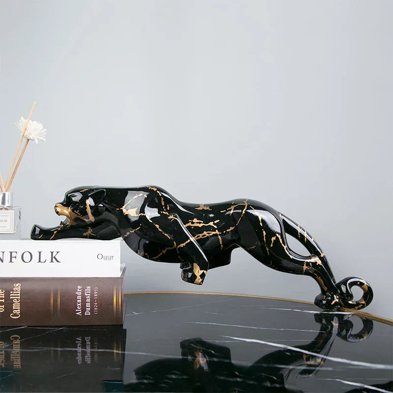 Hand-Carved Stone Sculpture of a Jaguar | Elegant Art for Home or Office