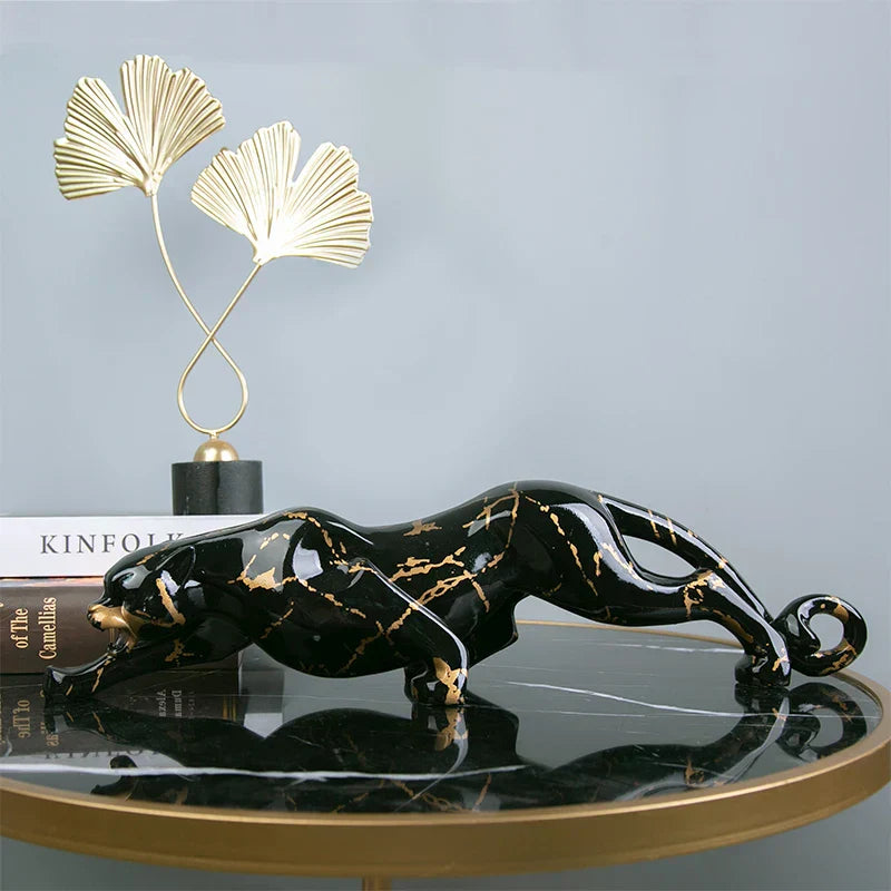 Hand-Carved Stone Sculpture of a Jaguar | Elegant Art for Home or Office