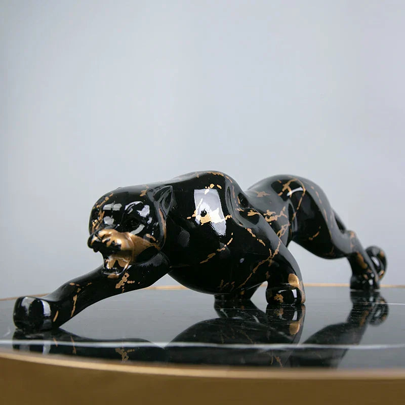 Hand-Carved Stone Sculpture of a Jaguar | Elegant Art for Home or Office