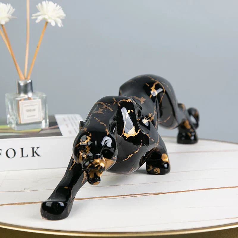 Hand-Carved Stone Sculpture of a Jaguar | Elegant Art for Home or Office