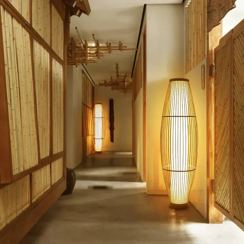 Eco-Conscious LED Standing Lamp in Bamboo for Living Room and Bedroom