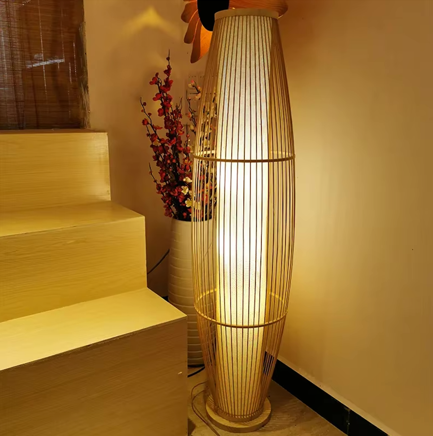 Eco-Conscious LED Standing Lamp in Bamboo for Living Room and Bedroom
