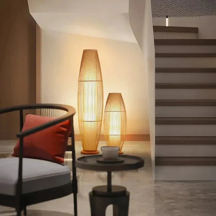Eco-Conscious LED Standing Lamp in Bamboo for Living Room and Bedroom