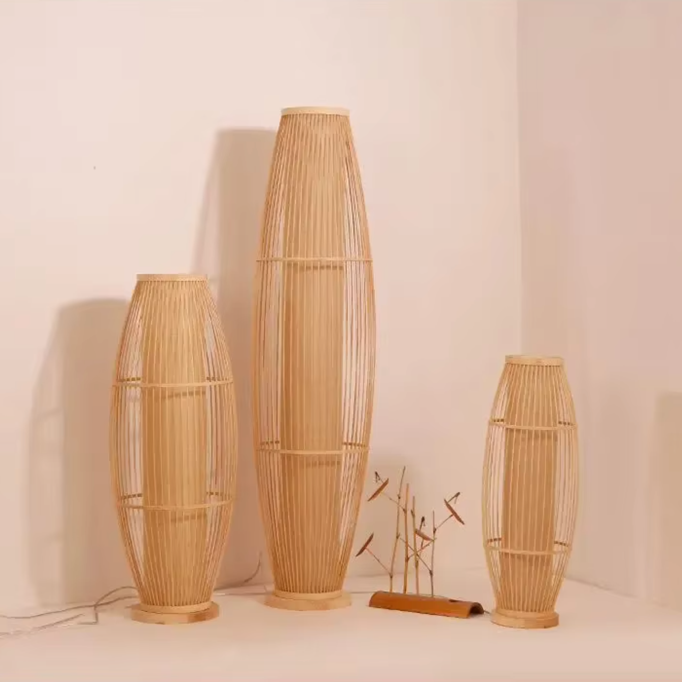 Eco-Conscious LED Standing Lamp in Bamboo for Living Room and Bedroom