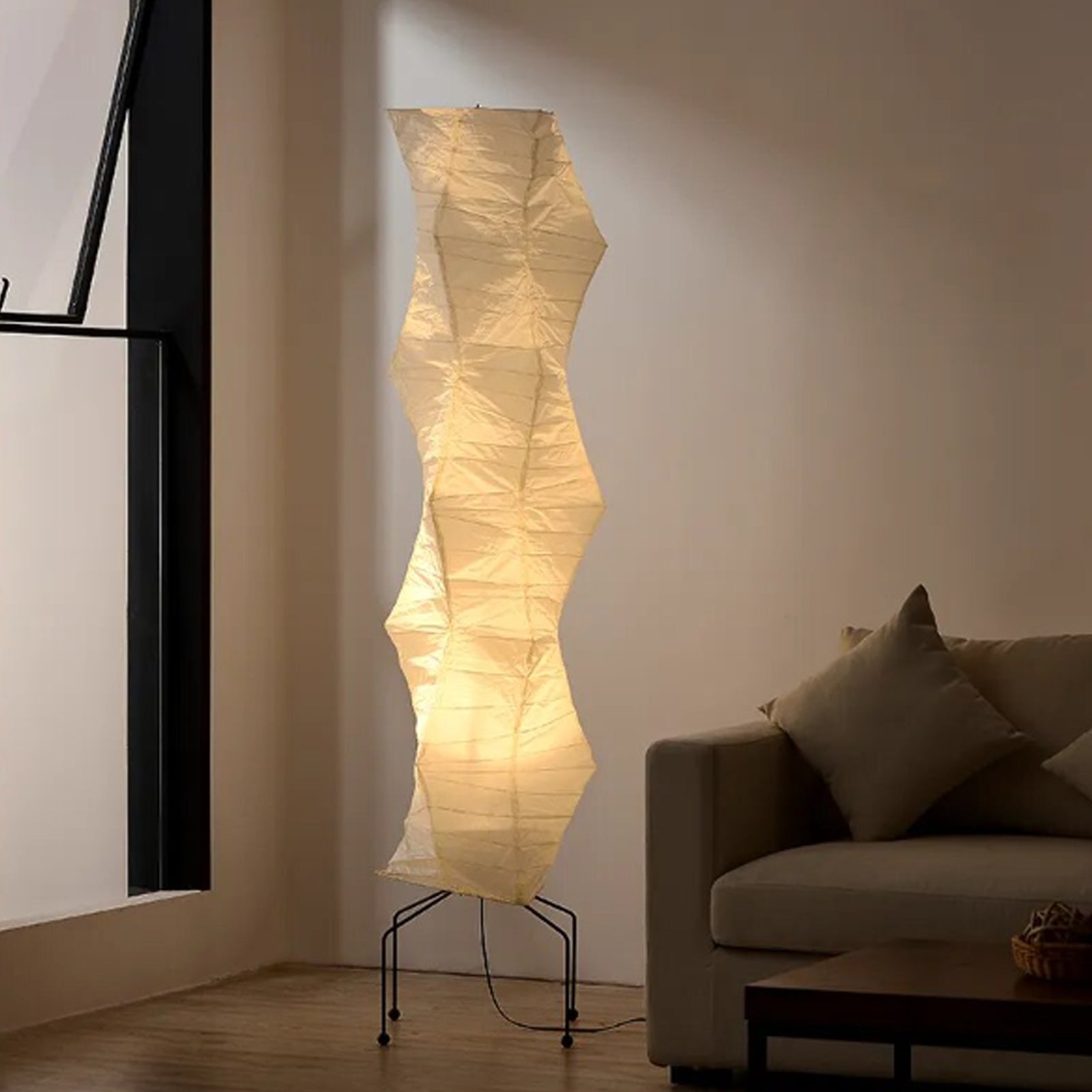 Organic Rice Paper Floor Lamp – Stylish Standing Light for Living Room