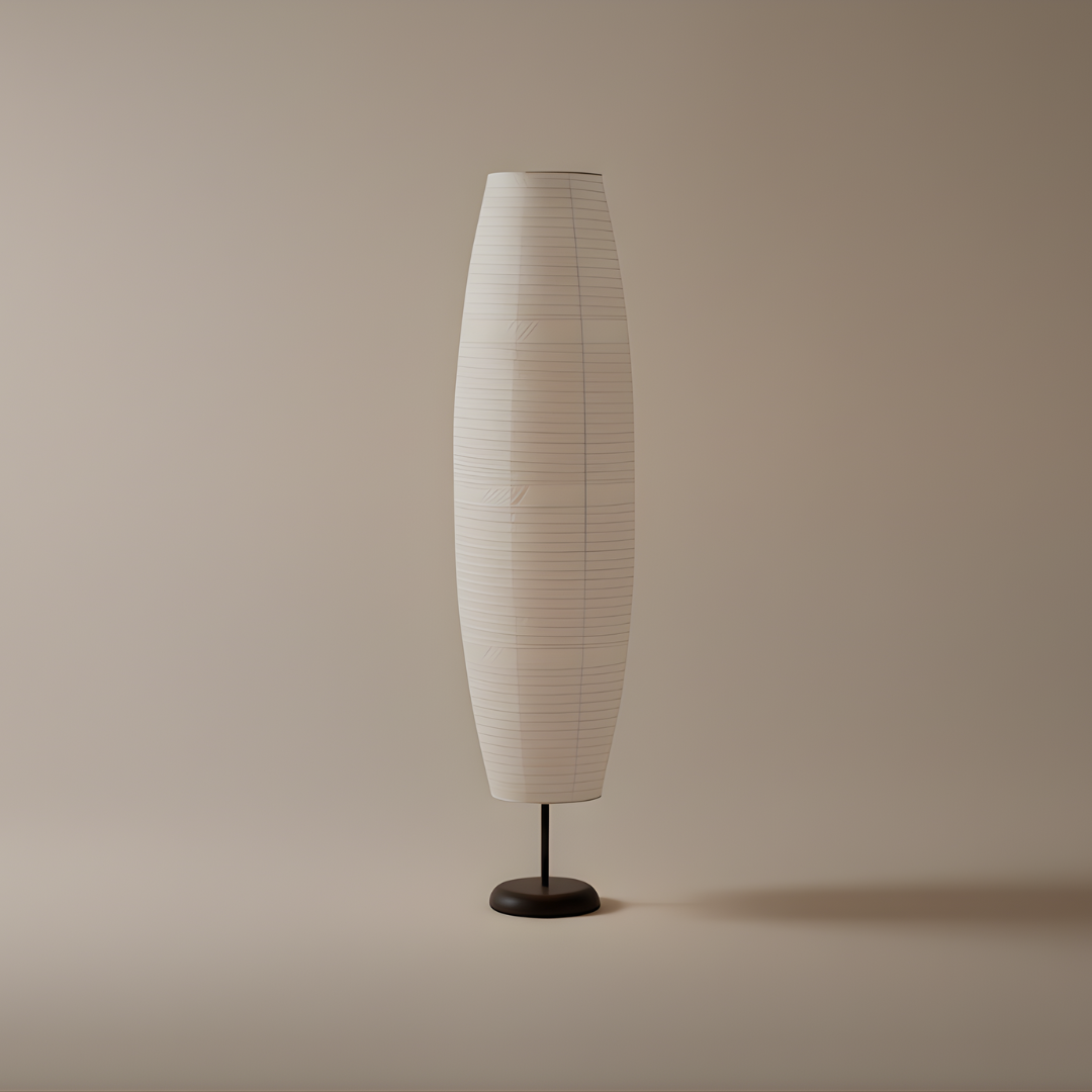 Minimalist Rice Paper Column Floor Lamp – Japandi Style for Cozy Lighting