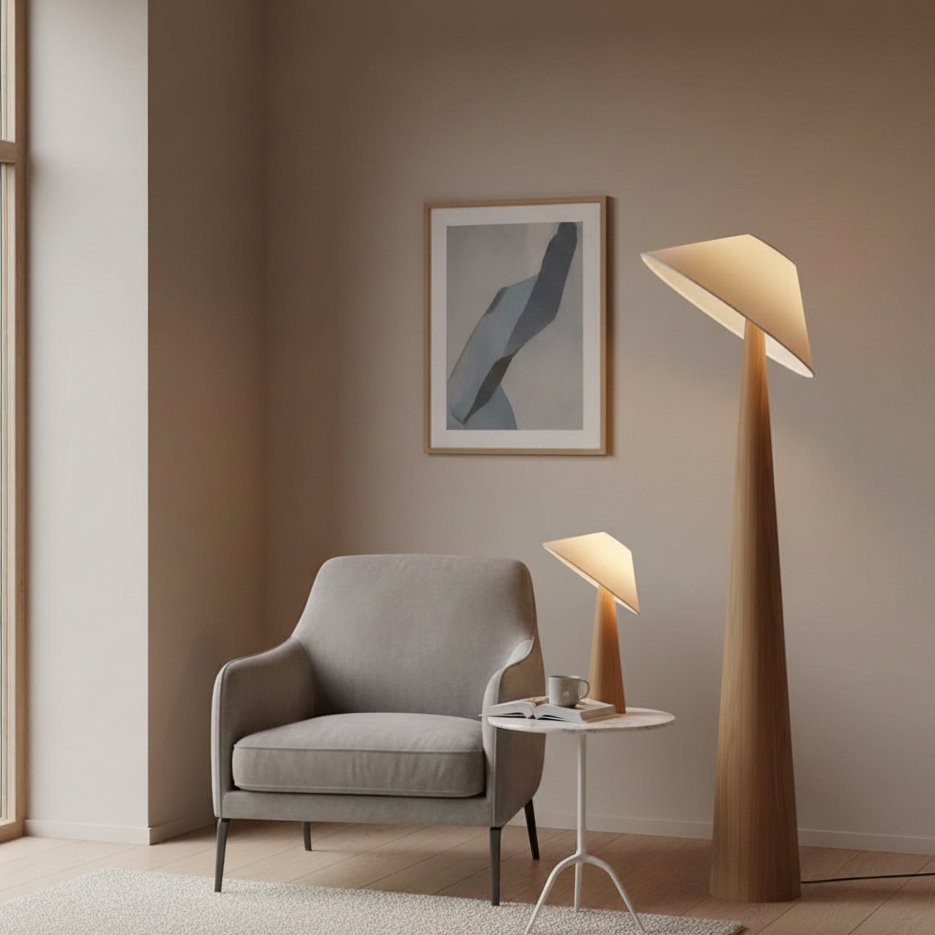 Minimalist Floor and Table Lamp in Japandi Style – Natural Elegance for Relaxation in Living Rooms and Bedrooms