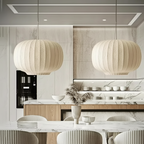 Silk Pendant Light for Modern Home Decor – Japandi Style Staircase Lamp