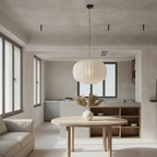 Silk Pendant Light for Modern Home Decor – Japandi Style Staircase Lamp