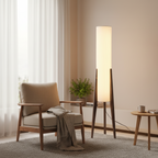 LED Solid Wood Floor Lamp in Walnut and Brass – Japandi Style
