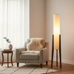 LED Solid Wood Floor Lamp in Walnut and Brass – Japandi Style