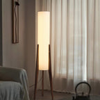 LED Solid Wood Floor Lamp in Walnut and Brass – Japandi Style