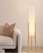 LED Solid Wood Floor Lamp in Walnut and Brass – Japandi Style