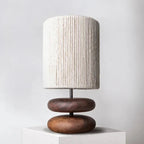Handcrafted Table Lamp with Rope Shade and Walnut Base – Ideal for Bedside or Desk, Cozy Lighting for Living Room