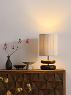 Handcrafted Table Lamp with Rope Shade and Walnut Base – Ideal for Bedside or Desk, Cozy Lighting for Living Room