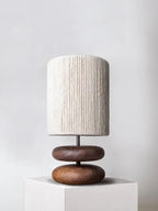 Handcrafted Table Lamp with Rope Shade and Walnut Base – Ideal for Bedside or Desk, Cozy Lighting for Living Room