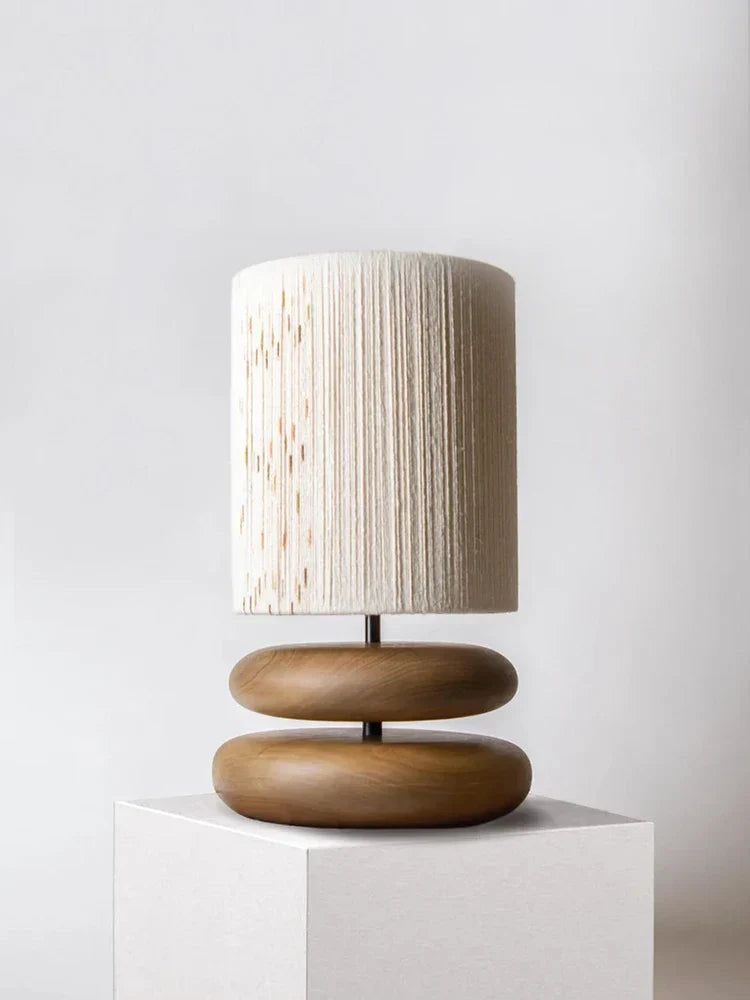 Handcrafted Table Lamp with Rope Shade and Walnut Base – Ideal for Bedside or Desk, Cozy Lighting for Living Room
