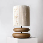 Handcrafted Table Lamp with Rope Shade and Walnut Base – Ideal for Bedside or Desk, Cozy Lighting for Living Room