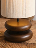 Handcrafted Table Lamp with Rope Shade and Walnut Base – Ideal for Bedside or Desk, Cozy Lighting for Living Room