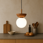 Wooden Globe Pendant Light in Japandi Style