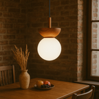 Wooden Globe Pendant Light in Japandi Style