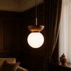 Wooden Globe Pendant Light in Japandi Style