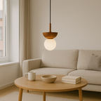 Wooden Globe Pendant Light in Japandi Style