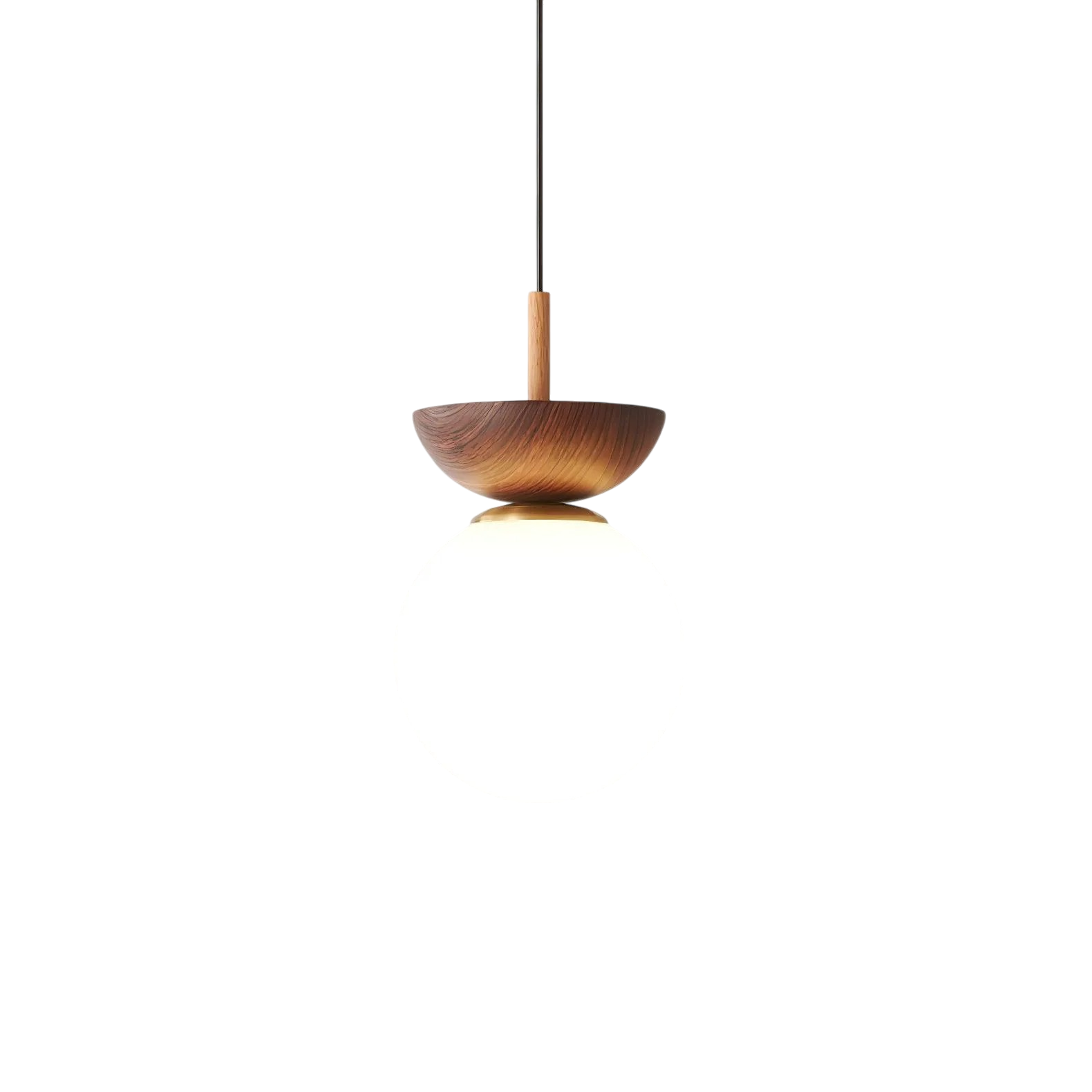 Wooden Globe Pendant Light in Japandi Style