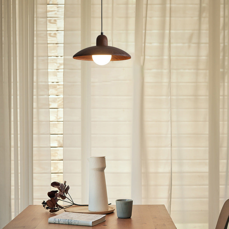 Elegant Walnut Wood Hanging Light Fixture