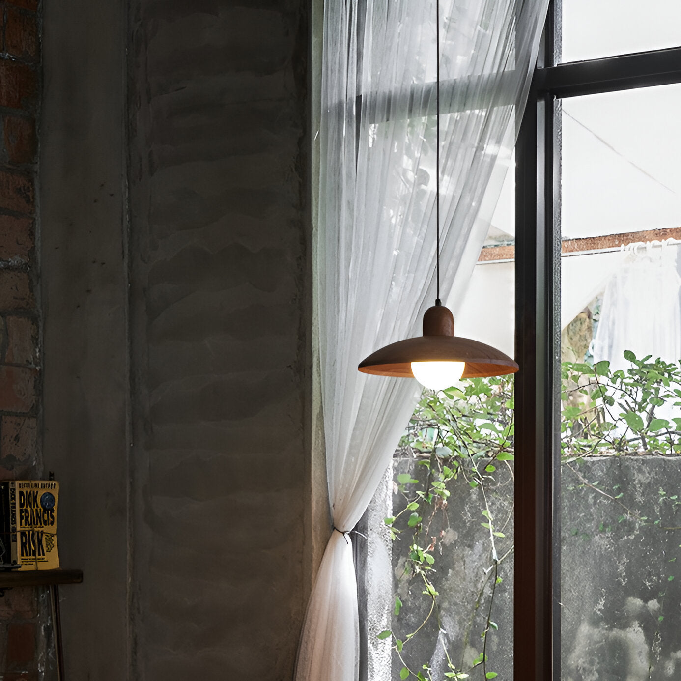 Elegant Walnut Wood Hanging Light Fixture