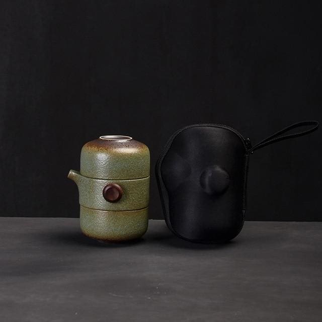 Handcrafted Japanese Tea Set for Travel – Teapot, 2 Cups, Carry Bag