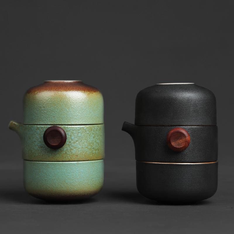 Handcrafted Japanese Tea Set for Travel – Teapot, 2 Cups, Carry Bag