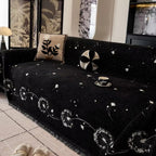 Soft Microfiber Sofa Cover with Japandi Dandelion Design