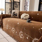 Soft Microfiber Sofa Cover with Japandi Dandelion Design