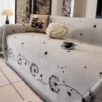 Soft Microfiber Sofa Cover with Japandi Dandelion Design
