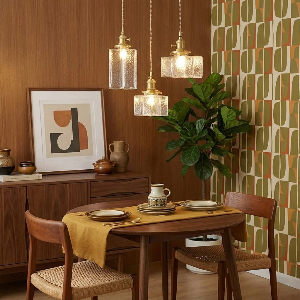 Chic Brass and Glass Pendant Light for Kitchen Decor