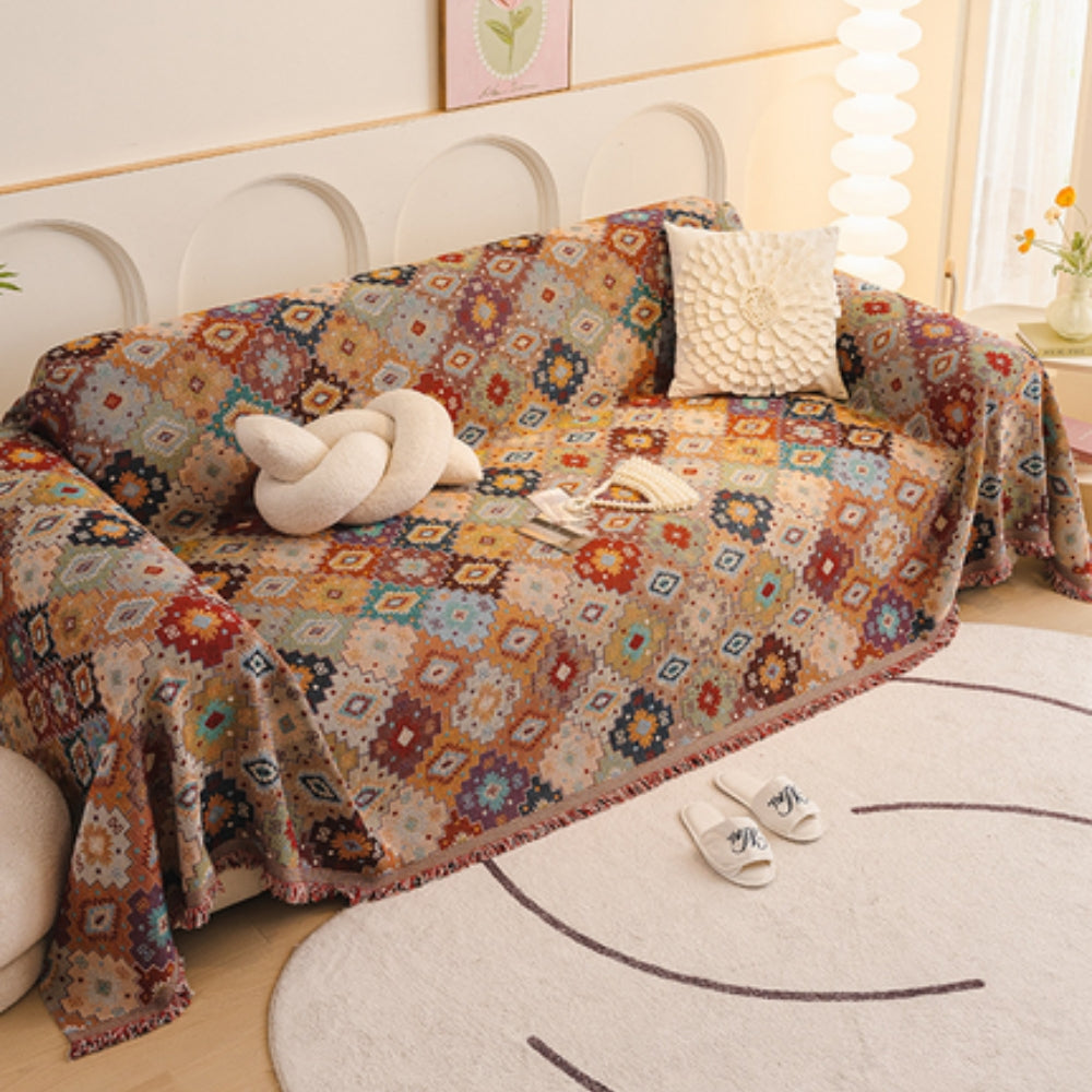 Bohemian Slipcover for Sofa - Durable Microfiber Mosaic Design