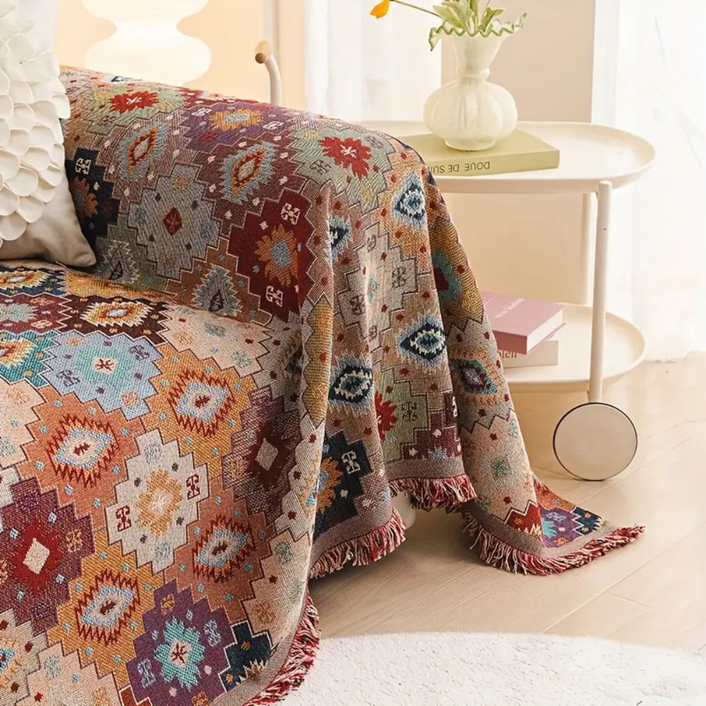 Bohemian Slipcover for Sofa - Durable Microfiber Mosaic Design