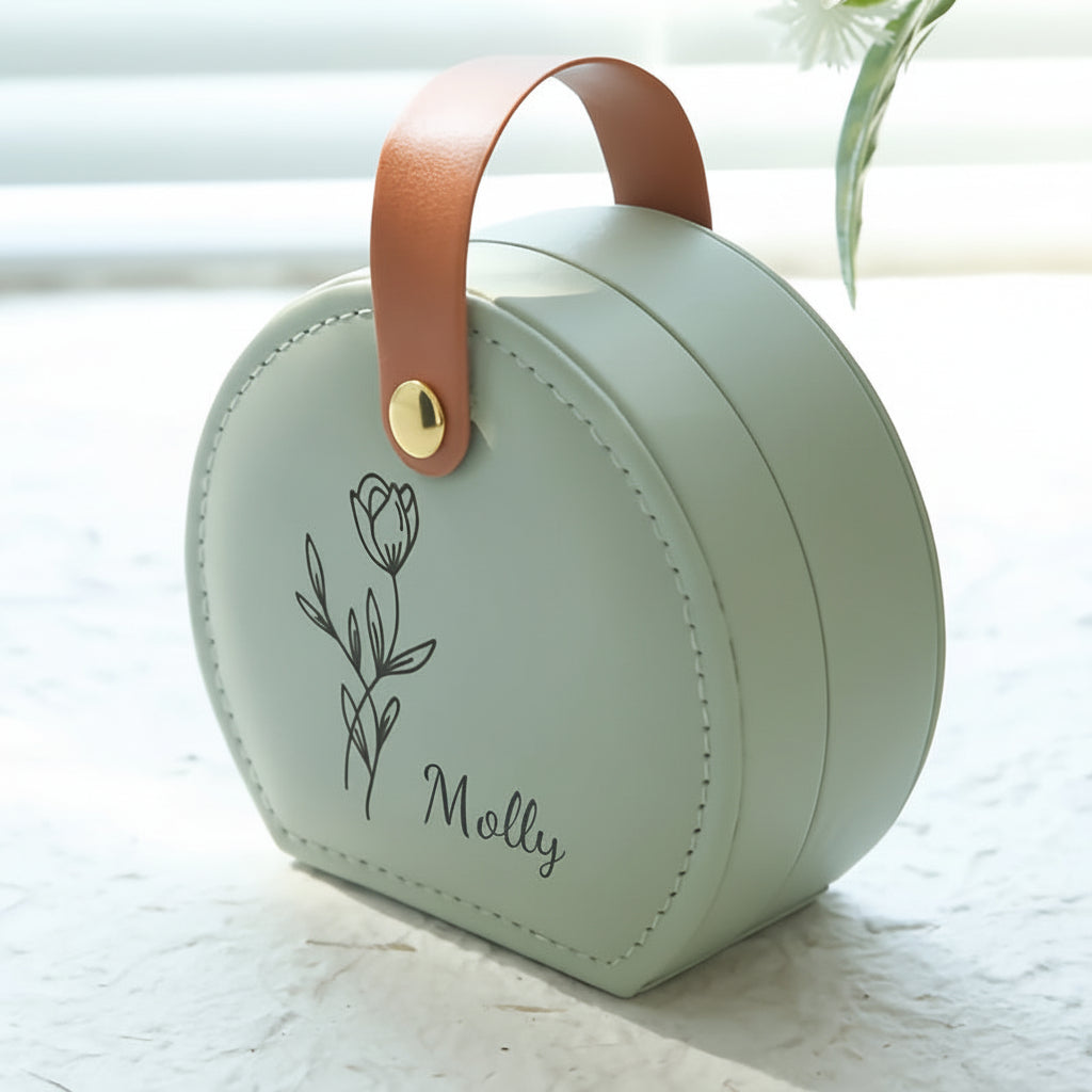 Personalized Travel Case for Earrings - Jewelry Box for Mother's Day Gift